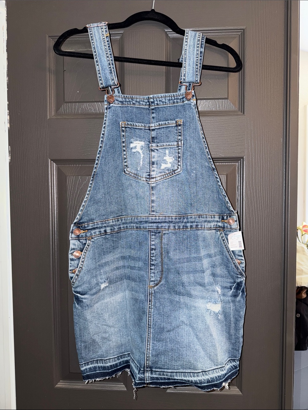 Maurices Light Blue Denim Overall Dress